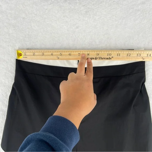 Ozai N Ku Wide Leg Pants Ribbon Appliqué Asymmetric Cutout Hem Zip Elastic Waist - Picture 12 of 16